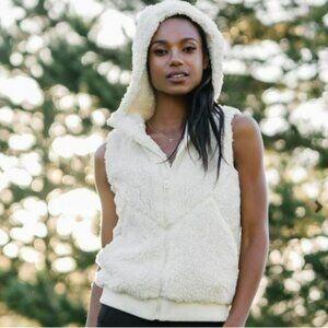 Zyia Active Hooded Teddy Vest #1349 Cream White Womens Extra Extra Large XXL NWT